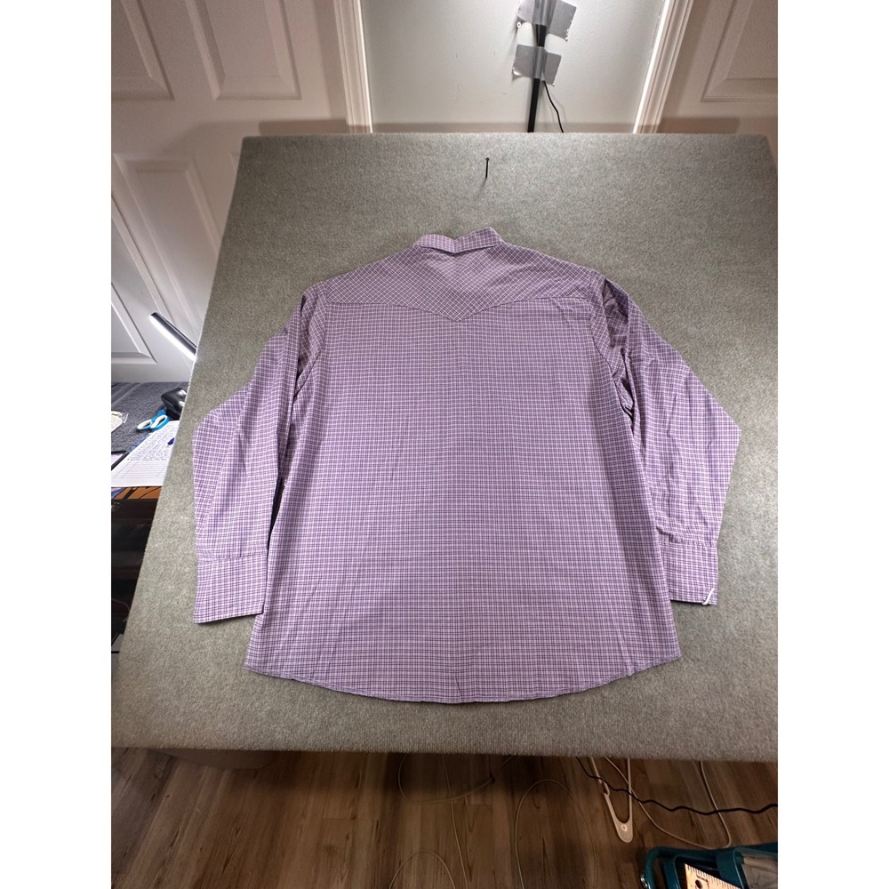 Wrangler Western Shirts Mens XXL Purple Plaid Long Sleeve Snap Button Down 75204 - Picture 4 of 10